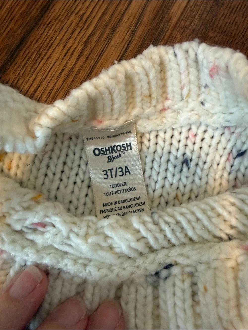 OshKosh B'gosh Kids Cream Cable Knit Sweater with Multicolor Flecks